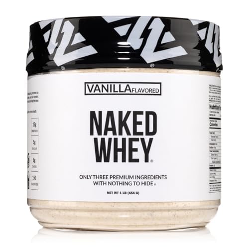 NAKED Vanilla Whey Protein 1Lb, Sadece 3 Malzemeler, All Natural Grass Fed Whey Protein Toz + Vanilla + Coconut Sugar- GMO-Free, Soy Free, Gluten Free. Aid Muscle Büyüme, 12 Hizmet