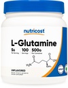 Nutricost L-Glutamine Toz (500 Grams) Unflavored - Gluten Free & Non-GMO, 100 Hizmet