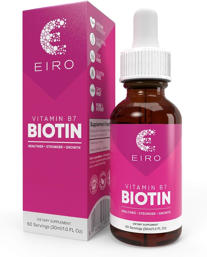 EIRO Biotin Liquid Drops | hizmet başına 600006 | Healthier, Stronger, Faster - Hair & Nails | Superior Abors