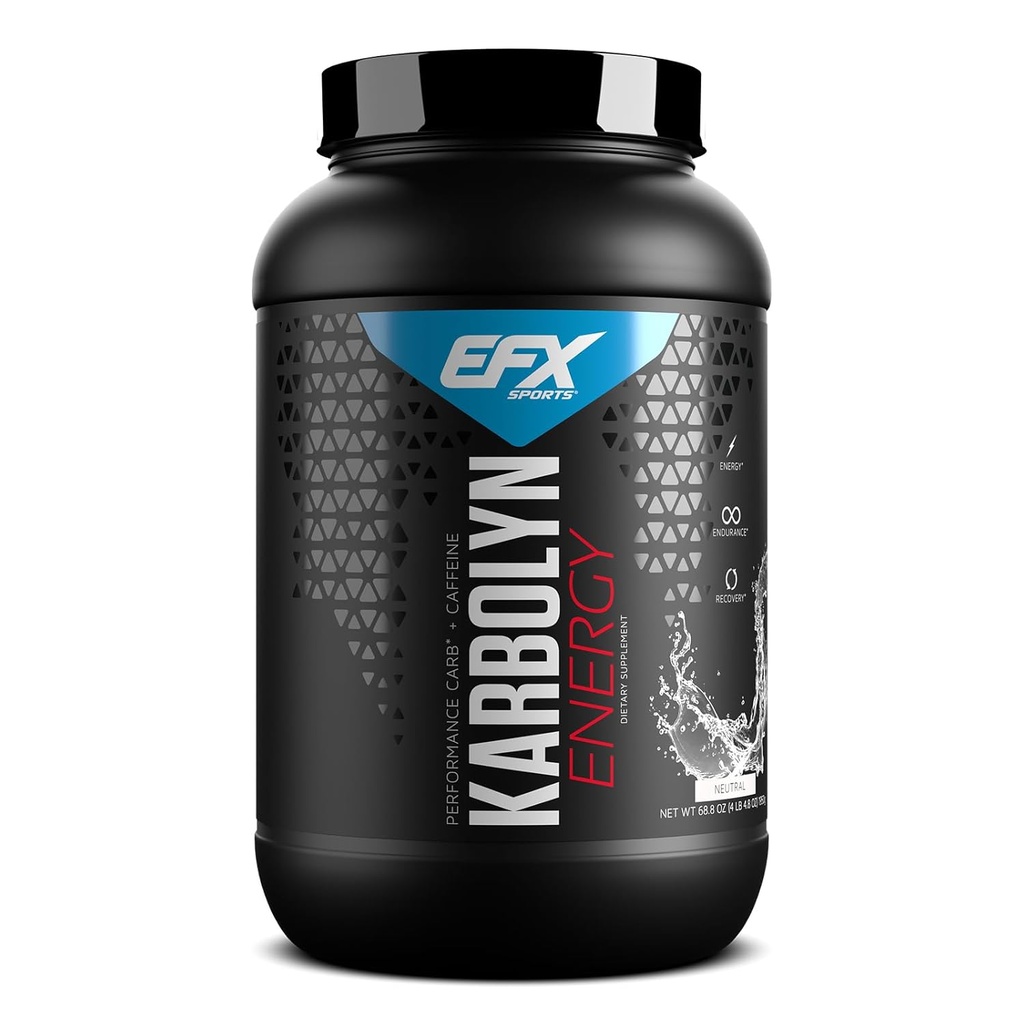EFX Sports Karbolyn Energy | Performans Carbohidrat Toz + Caffeine | Carb Load & Energize | 250 mg Caffeine | Sugar Free | 38 Servisler (Neutral)