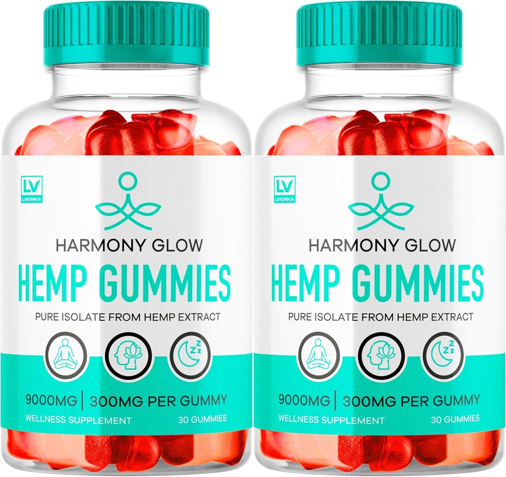 (2 Pack) Harmony Glow Gummies, Harmony Glow Hemp Gummies, Harmony Glow Supplement, Harmony Glow Natural Hemp, HarmonyGlow Hemp Gummies, Harmony Glow Multivitamin Gummys, 60 Gummies for 2 Ay