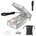 Küçük ve küçük Pills için Pill, Profesyonel alüminyum Pill Auto Centering Device ve 2 Değiştirilebilir Paslanmaz Çelik Bıçaklar, Portre Pill Splitter with PU Case (Silver)