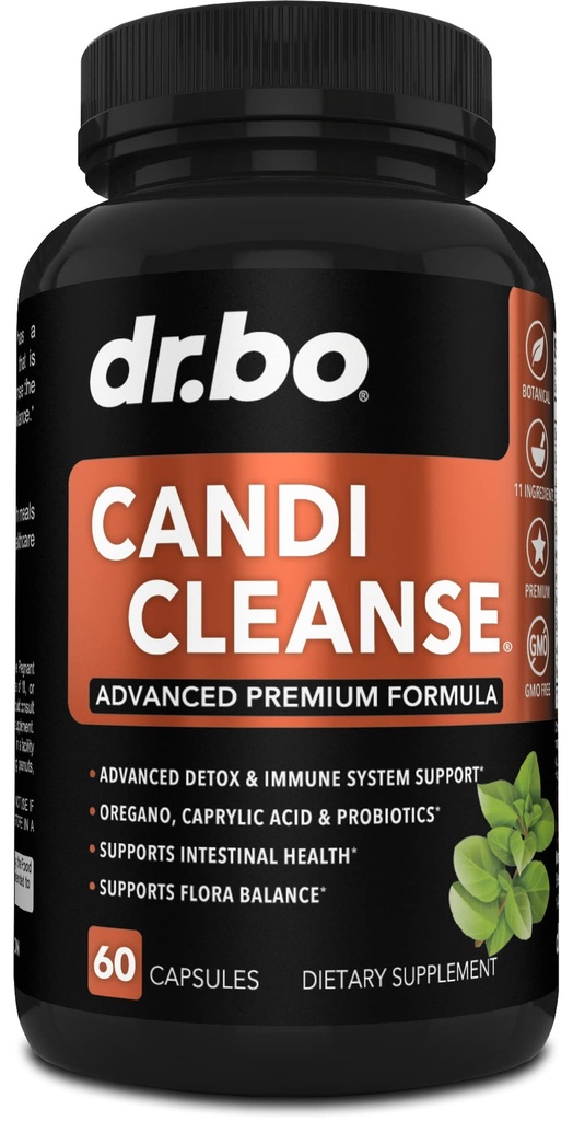 Candi Cleanse Support Supplement Pills - Kadınlar ve Erkekler için Anti Overgrowth Supplements - Ekstra Güçlü Denge Kontrolü Probiyotik Kompleksi - Doğal Oral Herbal Oregano & Caprylic Acid Capsules