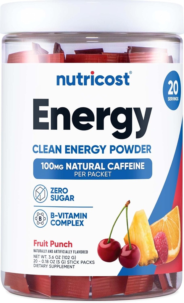Nutricost Energy Complex Stickpack (20 Servisler) Meyve Zıvored - Gluten-Free + Non-GMO