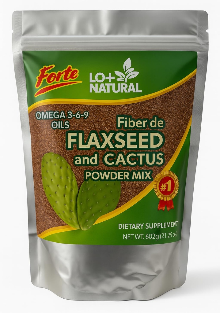 Linaza con Nopal Forte – 8 oz –% 100 Doğal Flaxseed & Nopal Cactus Toz – Fiber-Rich Digestive Support – Ground Par Diyetary Supplement – Vegan & Non-GMO