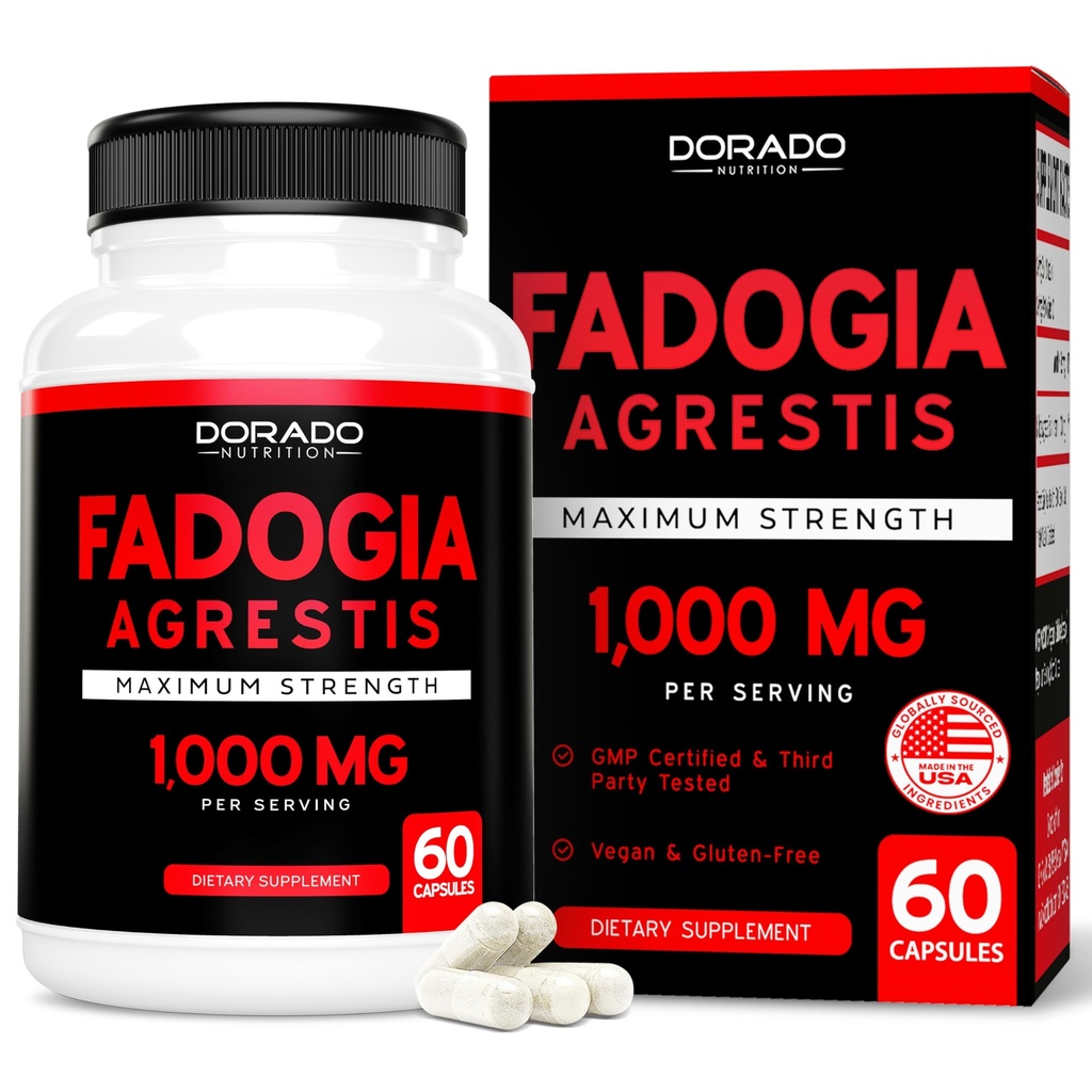 Fadogia Agrestis, hizmet başına 1000 mg - [Maximum Strength] - Güçlü, Drive, Athletic Performance, Muscle Mass - Üçüncü Parti Test Edildi - Zero Fillers - Gluten Free, Non-GMO, Vegan Capsules