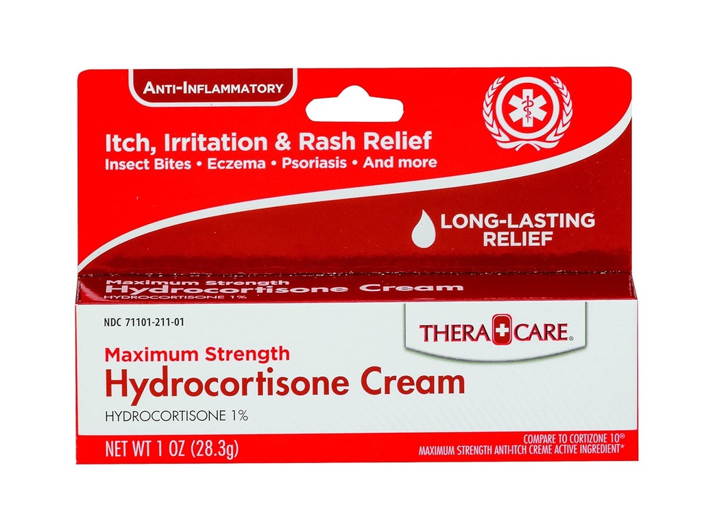 Thera Care Hydrocortisone Cream | En Güçlü OTC | Itch Irritation and Rash Relief | 1 oz