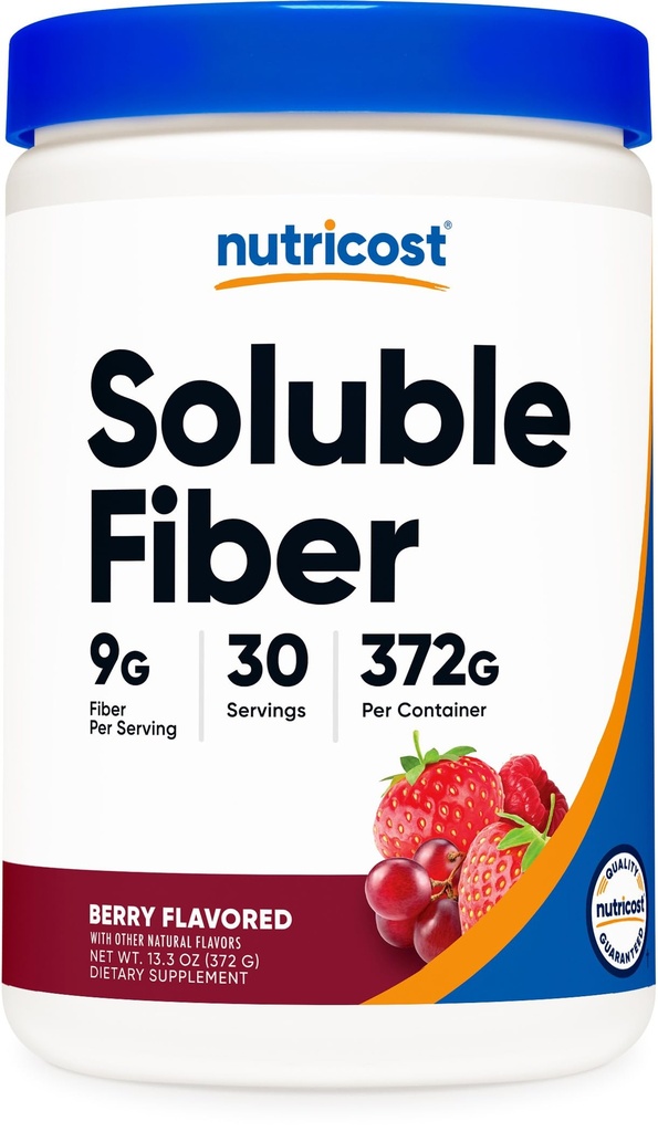 Nutricost ► Fiber (Berry Flavored) 30 Hizmet - Vegan, Non-GMO, Gluten Free