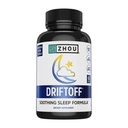 Zhou Driftoff - Doğa Inspired Sleep Aid, Valerian Root & Melatonin for Sleep for Men & Women, Calm Sleep Supplement for Yetişkinler with Gaba & Chamomile to Relax - 60 Veggie Capsules