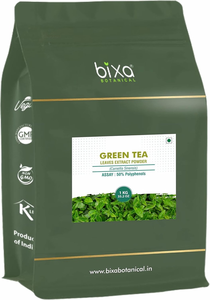 Bixa BOTANICAL Ayurvedic Natural Herbal Supplement Green Tea 100% Pure Authentic Premium Quality (Camellia sinensis) Kuru Ekstraksiyon - UV tarafından% 50 Polyols | -1Kg (35.2 Oz) Pack