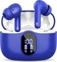 Wireless Earbuds Bluetooth 5.3 Headphones Bass Stereo Ear Buds with Noise Cancelling Mic LED Display in Ear Earphones IP7 Waterproof 36H Playtime for Laptop Pad Phones Sports Workout Blue