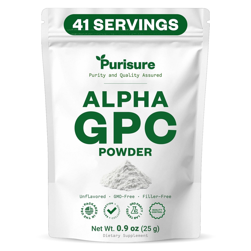 Alfa GPC Toz, 25 g, Pure Alpha GPC Choline Supplement for Brain and Focus, CDP Choline Supplements for Memory Performance & Concentration, No Fillers, Non-GMO, Teklifler 42 Hizmet