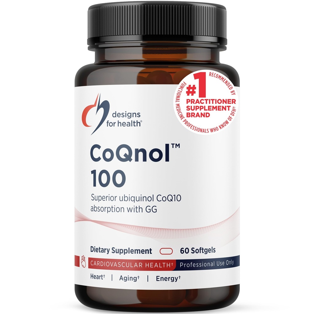 Sağlık CoQnol 100 mg için tasarımlar - CoQ10 Ubiquinol with Superior Bioavailability + Exclusive Abxia Technology - Double CoenzymeQ10 Boost with GG - Heart, Health Aging + Hücre Desteği (60 Softgels)