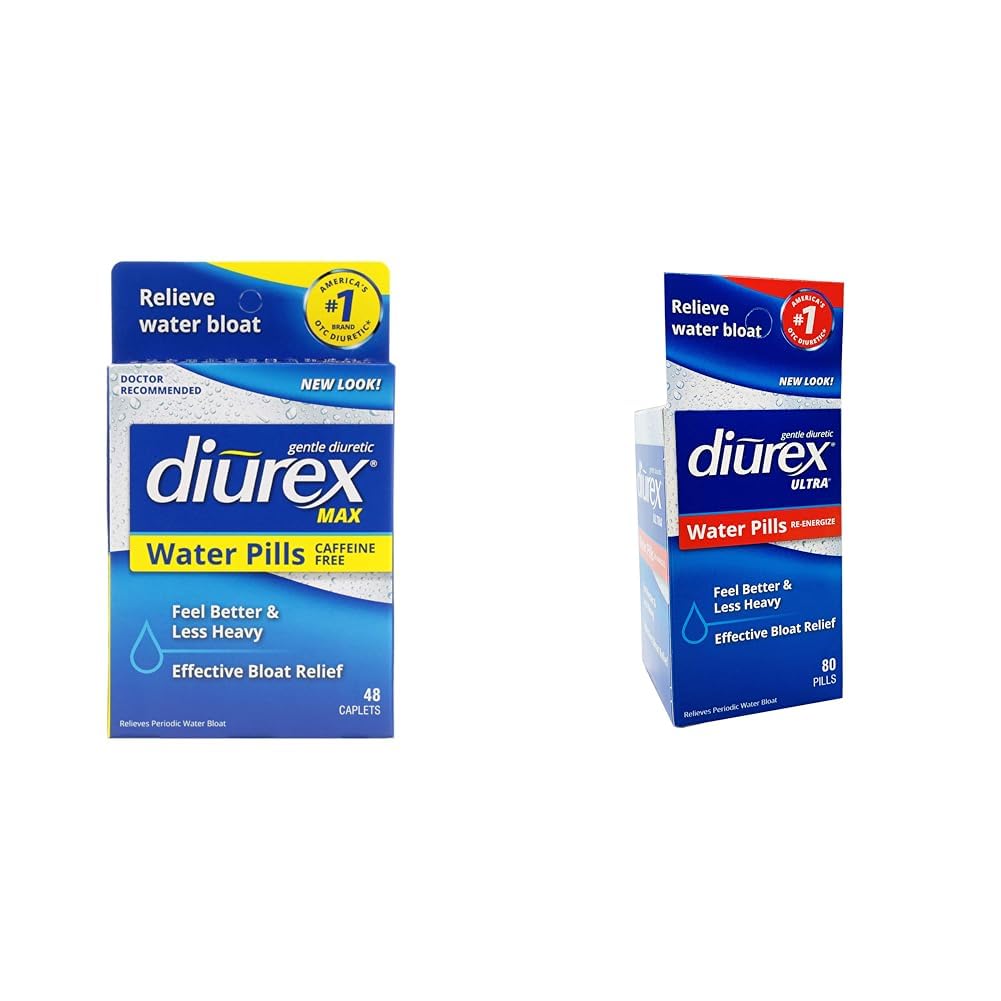 Diurex Max - En Güçlü Caffeine-Free Diuretic Water Pills - Daha İyi ve Daha Az Ağır & Ultra Re-Energating Water Pills - Relieve Water Bloat - Feel Better & Less Heavy - 80 Count