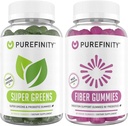 PUREFINITY Fiber + Super Greens Gummies Sche (Inulin FOS Prebiyotik Fiber Gummies + Super Greens Gummies - Daily Supergreens with Spirulina, Alfalfa, Spinach, Broccoli, Beet Root, Acai)