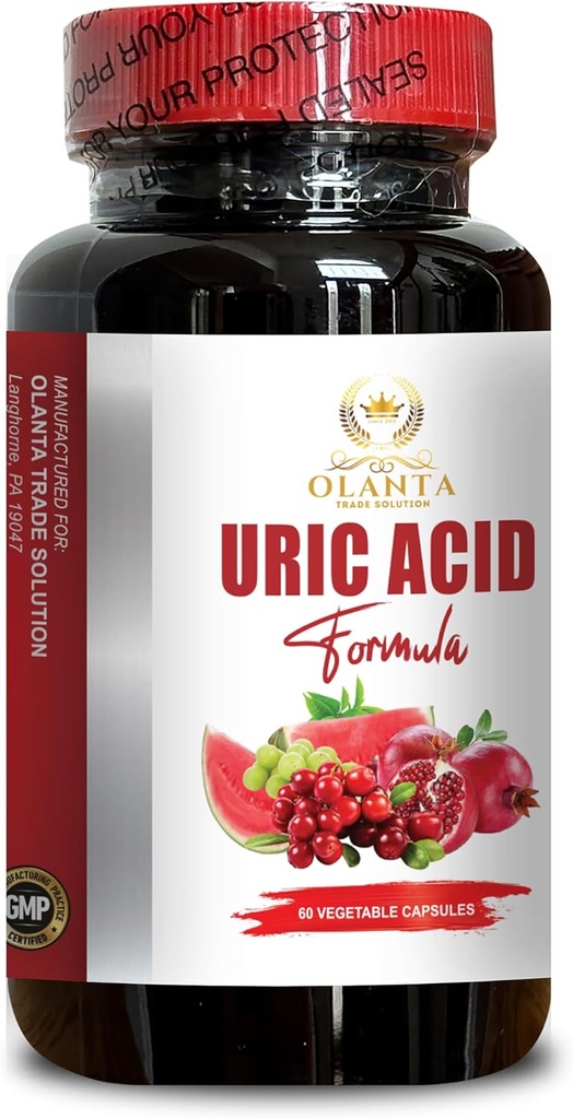 Generic Urinary Tract Support - URIC Acid Formula Advanced Complex - Immune Support, Citric Acid, Celery Seed, Tart Cherry, Green Coffee Beans, Pomegranate, Turmeric - 1 Bottle 60 Capsules