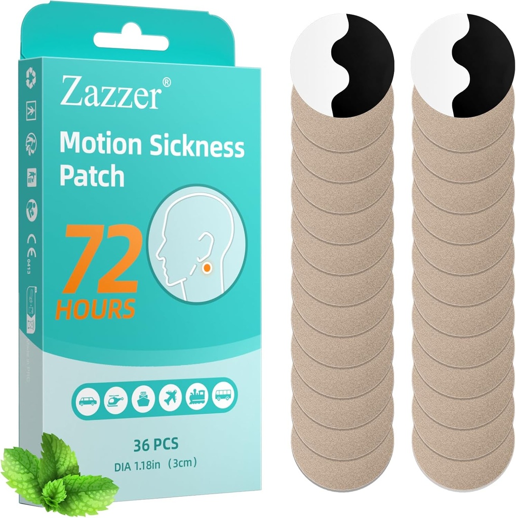Biykog Hareket Hastalığı Patches, Deniz Hastalığı Patch for Car and Boat Rides, Cruise and Airplane Trips-for Yetişkinler and Kids (36 Count)