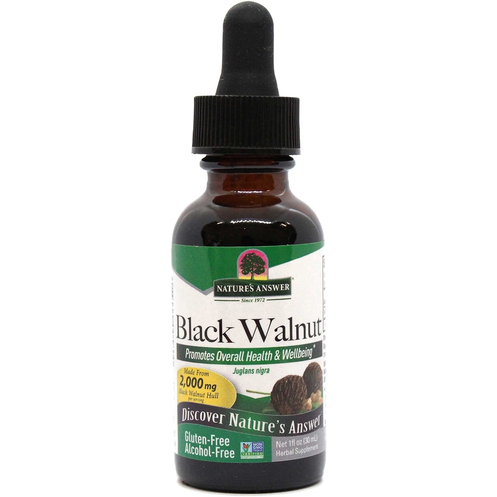 Nature's Answer Black Walnut Hull 2000 mg, 1 oz - Alcohol-Free Natural Cleanser - Promotes Overall Well Being - Vegetarian, Vegan, Gluten Free, Non-GMO, No Preservatives or Artificial Flavors