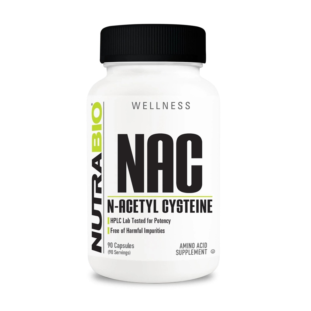 NutraBio N-Acetyl Cysteine Supplement (NAC) - 90 Capsules, 600 mg Her - Güçlü Anti-Oxidant - Immune Support - Boost Glutathione