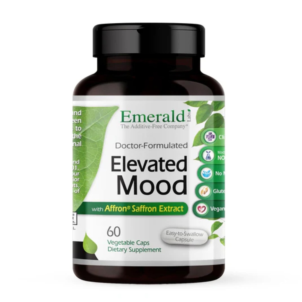 Emerald Labs Elevated Mood - Duygun Ashwagandha Extract & Affron Saffron Ekstraksiyon - 60 Sebze Kapsülleri (30-Day Supply)