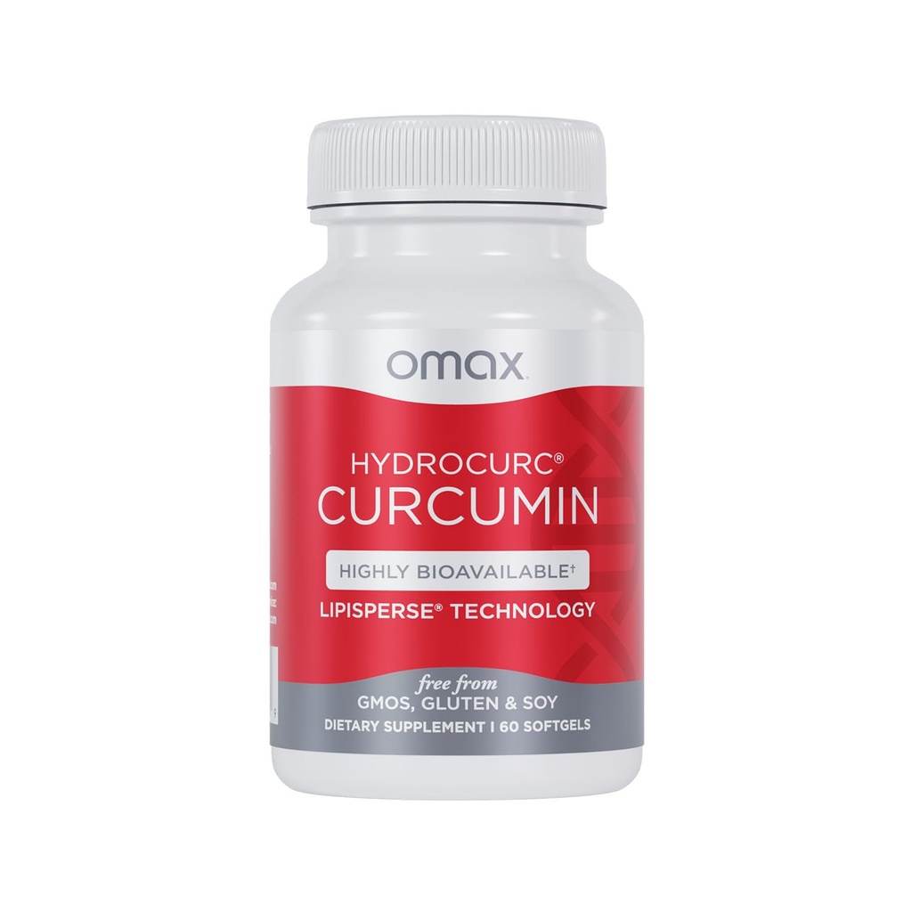 Omax3 HidroCurc Turmeric Curcumin Softgels, Highly Bio available, Nanopartikül Potency & Abxia (60 Softgels)
