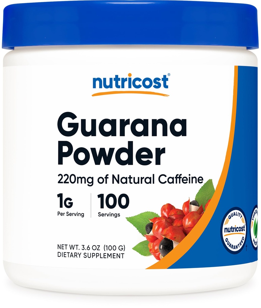 Nutricost Guarana Toz 100 Grams Per Şişe - Doğal Brezilyalı Herbal Caffeine Energizer Supplement Supplement Supplement