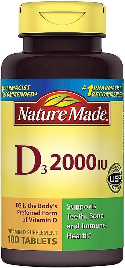 Nature Made Vitamin D3 2000 IU Tabletleri 100 ea (Pack of 11)