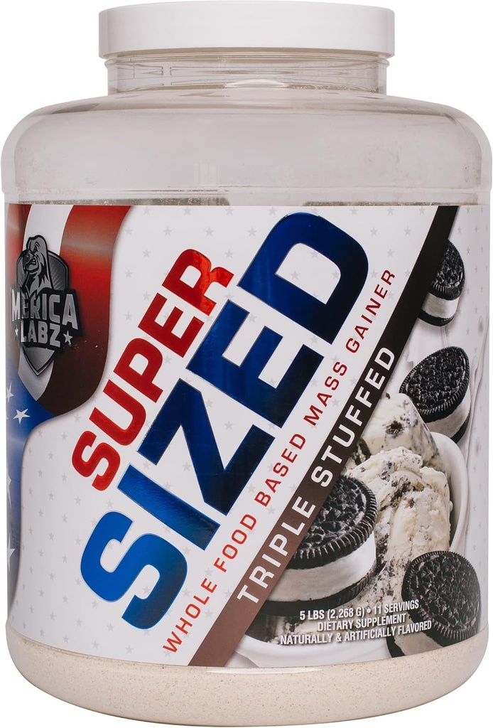 'Merica Labz Super Boyutud Whole Food Based Mass Winer with 46g of protein, Easy Digestion için Digestive Enyzmes, 5 lbs (Triple Thingsed)