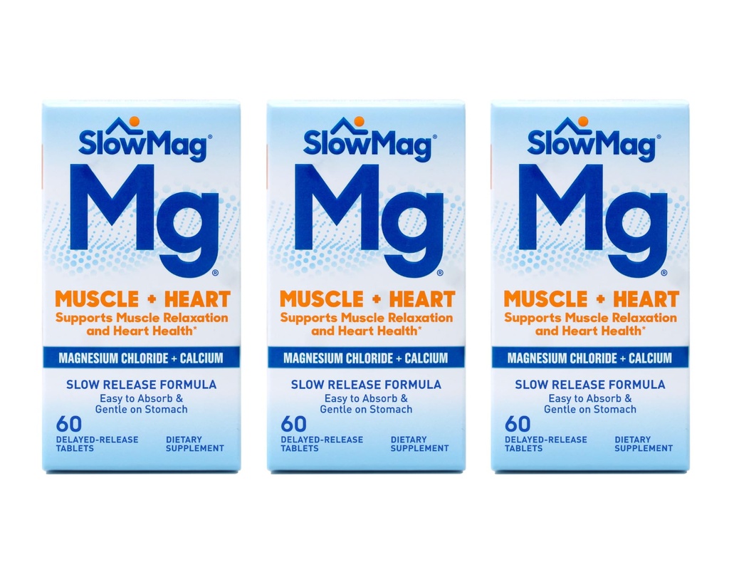 Slow Mag Magnezyum Klorid vedis, her biri 60 Tablet (Value Pack of 3)