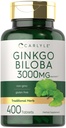 Carlyle Ginkgo Biloba 3000 mg | 400 Tabletler | Non-GMO, Gluten Free Herbal Supplement Supplement Supplement
