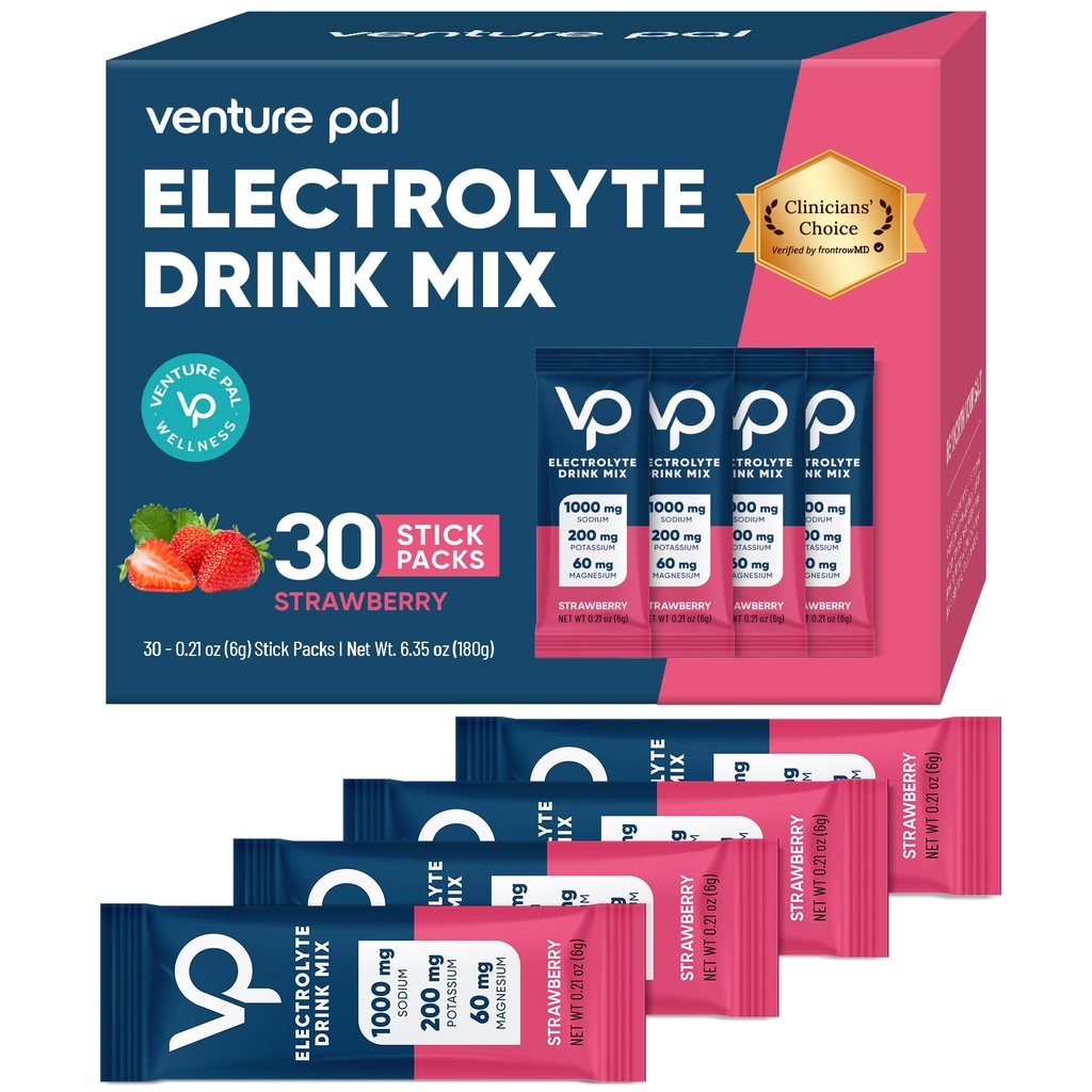 Venture Pal High sodyum Sugar Free Electrolytes Toz Packet - Hydration Packets with Vitamin, sodyum & P properties | Zero Calories | Vegan, Keto & Paleo Friendly Electrolyte Drink Mix - 30 Sticks
