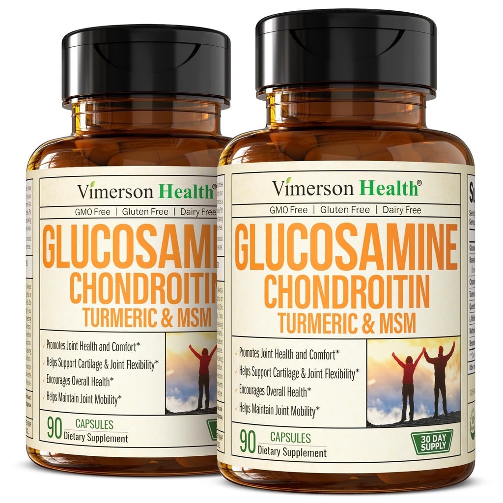 Glucosamine Chondroitin MSM – Glucosamine Sulfate 1500 mg, Chondroitin ve MSM ile Kadınlar ve Erkekler için Ortak Destek Desteği - 2 Pack for Women and Men with Glucosamine Sulfate 1500 mg, Chondroitin and MSM - For Cartilage, Joint Health and Flexacy - 2 Pack