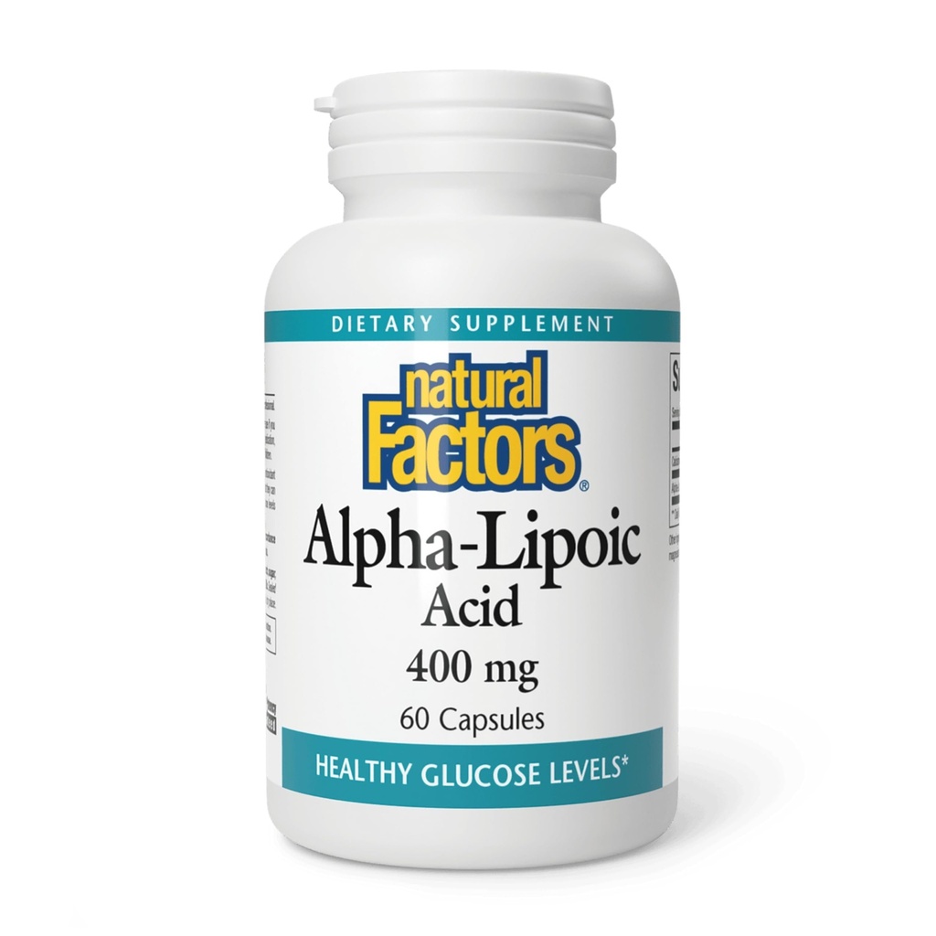 Doğal Faktörler Alfa-Lipoic Acid 400 mg, Tüm Vücut Antioksi Desteği, 60 Capsules
