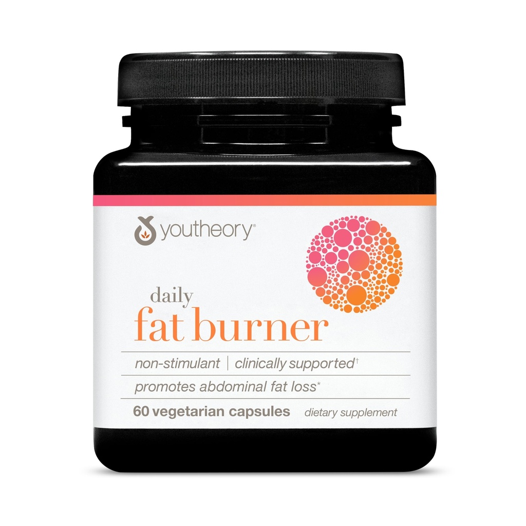 Youtheory Daily Fat Burner - Supports Body Piano & Metabolism - Citrus Fruit Blend, Chromium & Cayenne - Gluten, Soy & Dairy Free - 60 Vegetarian Capsules