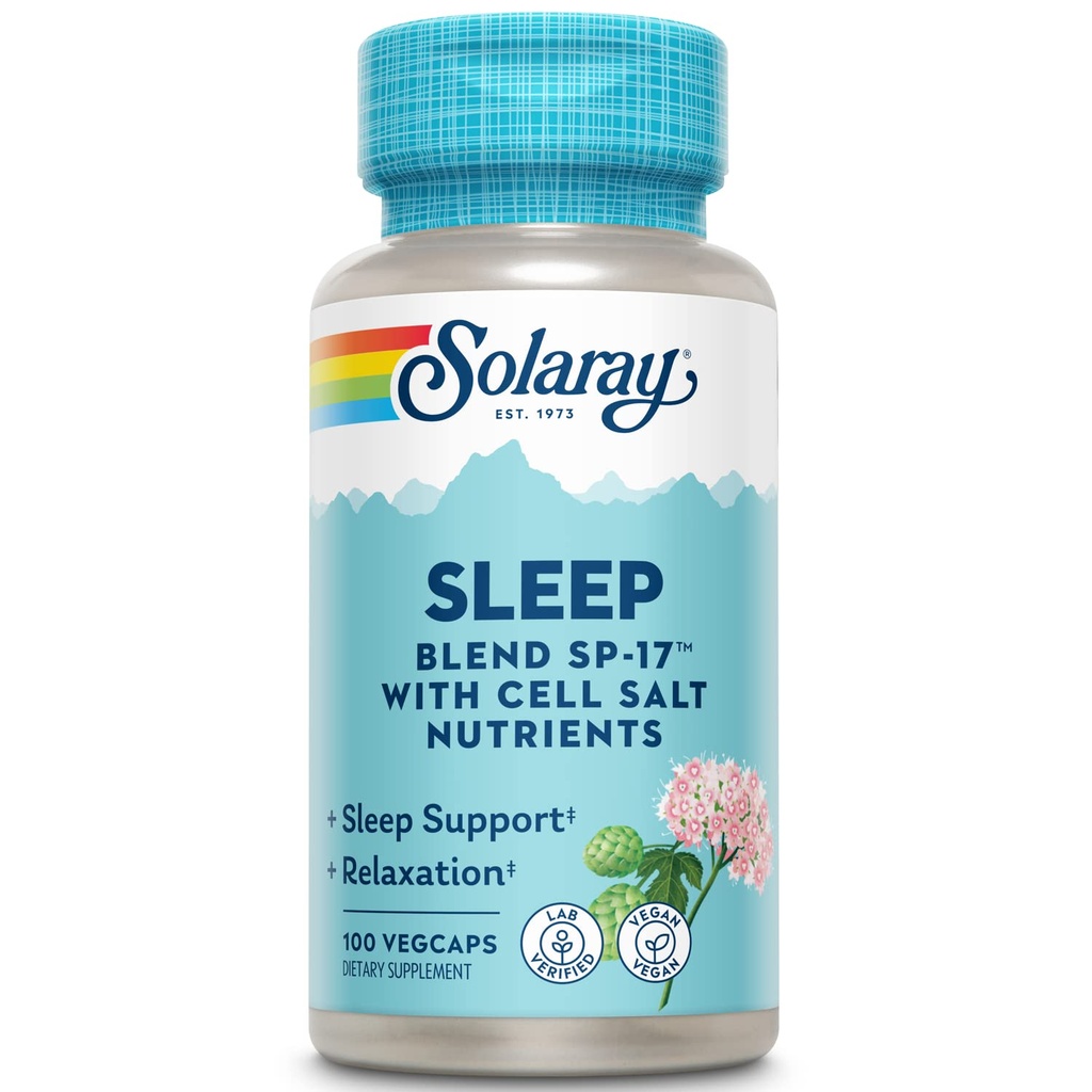SOLARAY Sleep Mix SP-17 | Herbal Mix w/Cell Salt Nutrients Sağlıklı Uyku ve Rahatlama | Non-GMO, Vegan | 100 VegCaps