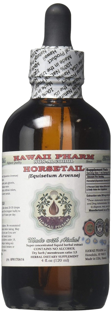 Attail Alkol Özgür Sıvı Ekstraksiyon, Organik Attail (Equisetum arvense) herb Glycerite Hawaii Pharm Natural Herbal Supplement 4 ozz