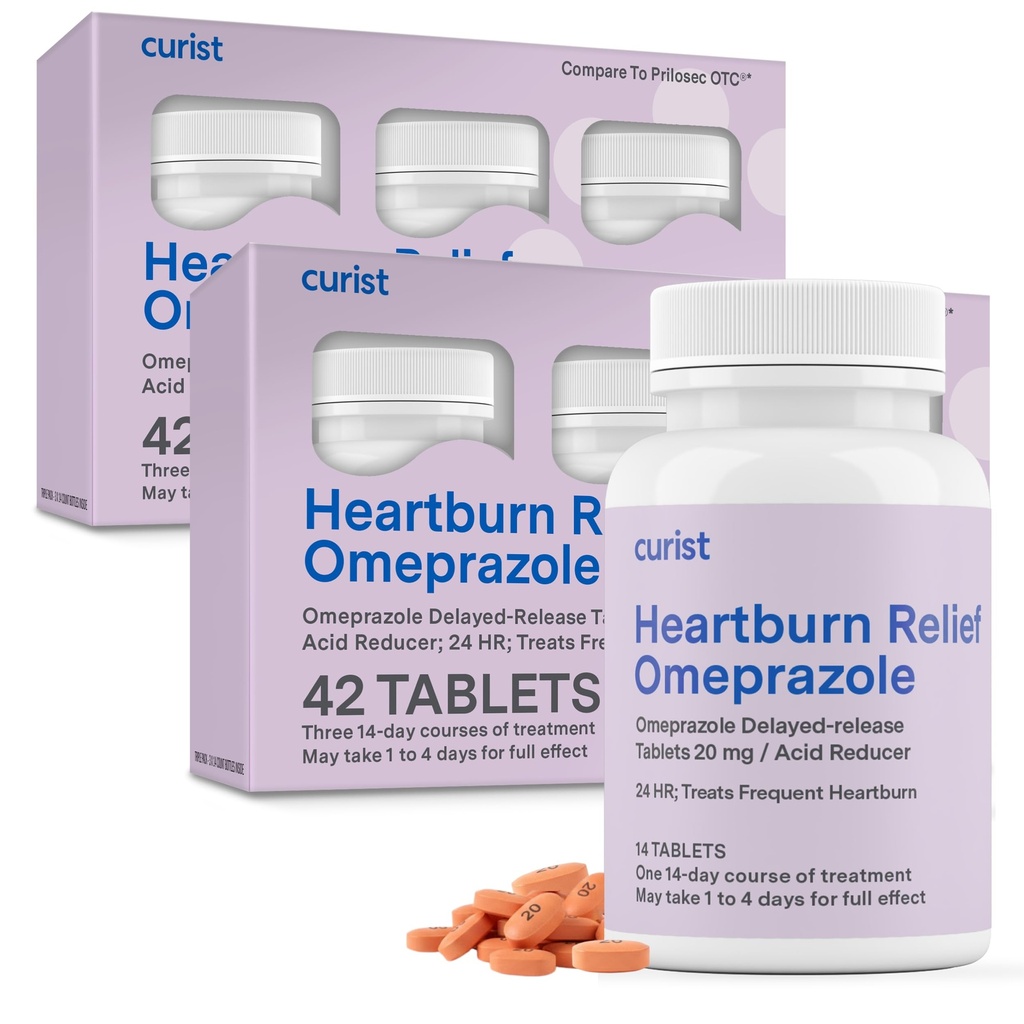 Curist Omeprazole 20mg Tabletleri Bulk Paketi - 84Köpek gecikmeli-Release Tabletleri - Kalpburn Yardımı için Asit Reflux Tıp (2 42 Tabletin Paketi - 84 Toplam)