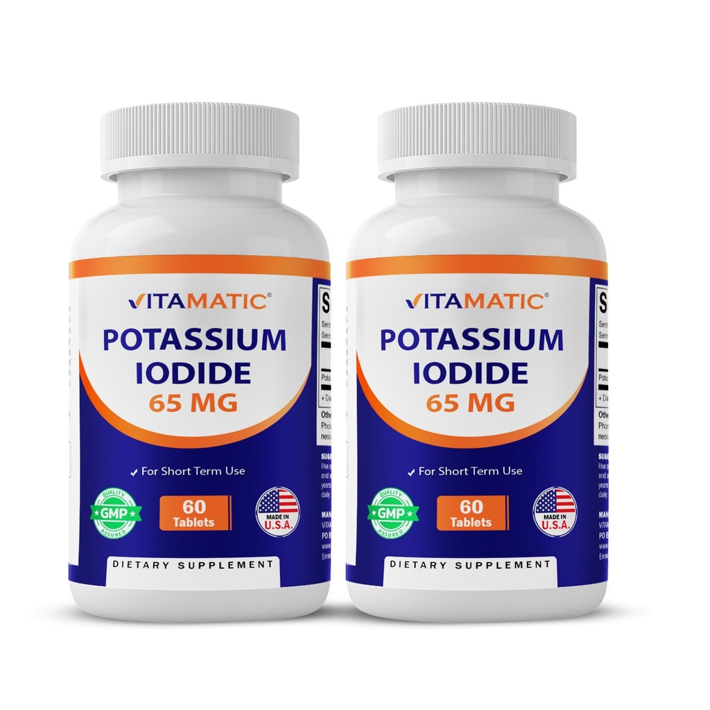 Vitamatic P properties Iodide 65 mg per Service - 60 Tabletler - Tiroid Desteği - KI Pills (60 Kont)