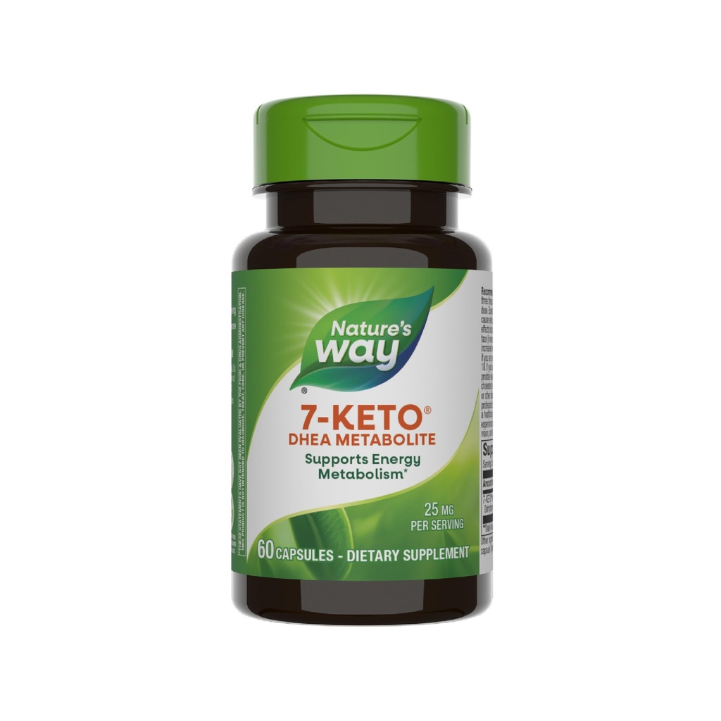 Nature's Way 7-Keto, DHEA Metabolite, Supports Energy Metabolism*, 25 mg Potency Per Serving, Gluten Free, Vegan, 60 Capsules (Packaging May Vary)