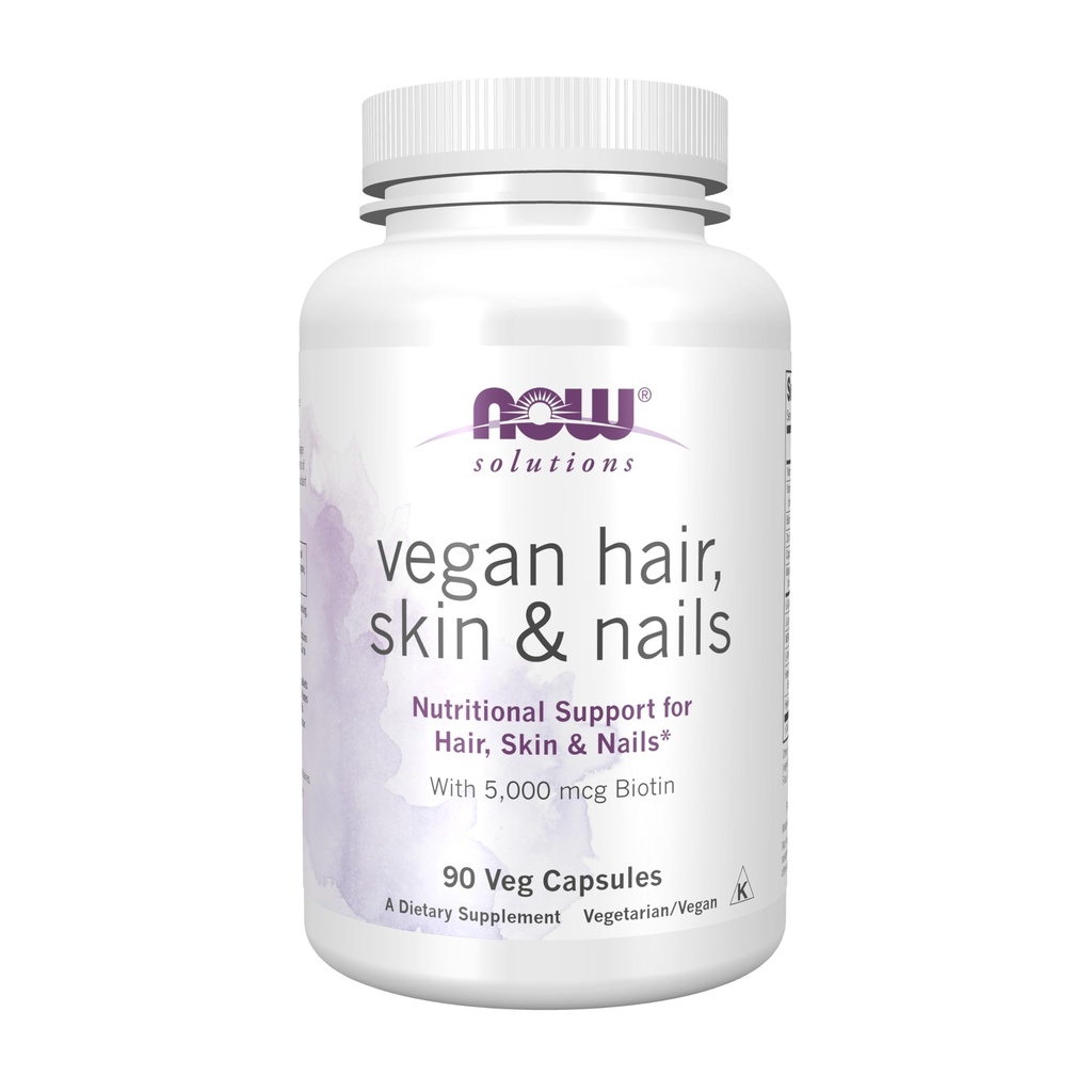 Şimdi Gıda Çözümleri, Vegan Saç, Skin & Nails, Beslenme Desteği 5.000 mcg Biotin, 90 Veg Capsules