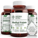 Doğal Nutra Aktif Metil Foate Supplement with Quatre folic, Support Heart and Body Health, Helps Brain Health, improve Pozitif Vibes, Bone-Tired, B9, 90 Vegan Tabletleri (Pack of 2)