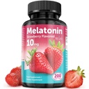 Melatonin Tabletleri - 10 mg Diyetsel Tamam - Strawberry Flavored - 200 Vegan Tablet - SonrakiGenU