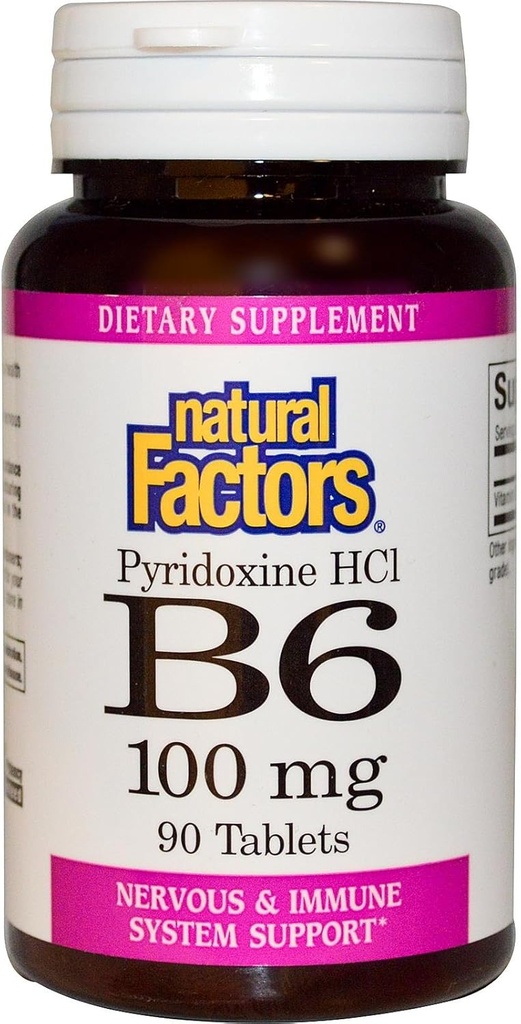 B-6 Pyridoksie HCL 100mg Doğal Faktörler 90 Tabs