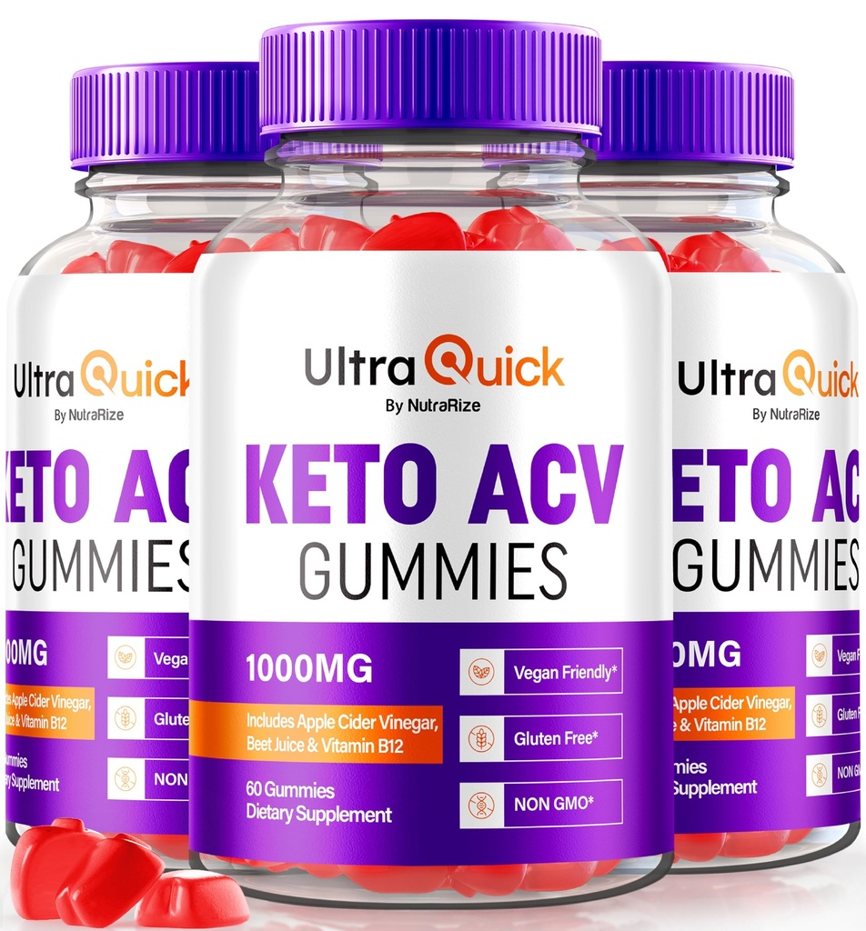 (3 Pack) Ultra Quick Keto ACV Gummies, Ultra Quick Keto ACV Gummies Kilo Kayıp Desteği, Doğal Keto+ACV, Premium Keto Plus ACV Formula, Apple Cider Vinegar Gummy, Resmi UltraQuick (180 Gummies)