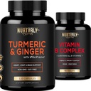 B Kompleksi ve Turmeric Curcumin ile BioPerine & Ginger - Contains All Essential B Vitaminleri - B1, B2, B3, B5, B6, B7, B9, B12 ve Biotin - Yüksek Metabolizması