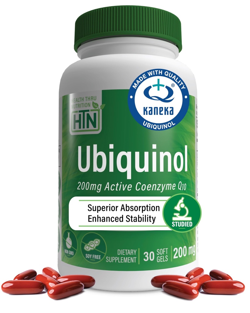 Sağlık Thru Beslenme Ubiquinol 200 mg 30 Softgels As Kaneka QH Azaltıd CoQ-10 | Stabilized - 3rd Party Tested | Geliştirilmiş Bioavailability | Cardiovascular & Mitonochdria Function Support | Non-GMO