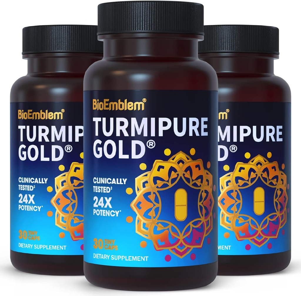 BioEmblem Turmeric Curcumin with Klinik olarak Studied TurmiPure - Ortak Destek, Sağlıklı Inflammation Turmeric Supplements - 1 Small Cap Daily, 24x More Abxia Than Other - Non-GMO, 90 Hizmet