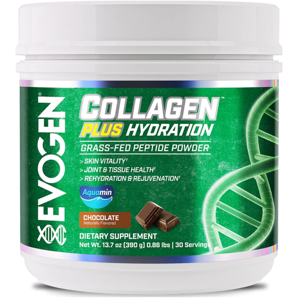 Evogen Collagen Plus Hydration - Grass-Fed Collagen for Women & Men | Collagen, Toz | Collagen Toz Destekleme Skin Vitality, Hydration, Ortak & Tound Health | Chocolate | 30 Hizmet