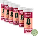 8Greens Supergreens Tablets | Super Greens Powder Superfood, Metabolism Immunity & Focus, Daily Greens Effervescent Tablets, Organic: Aloe Vera, Spirulina, Chlorella, Peach, Tube 60 Servings.