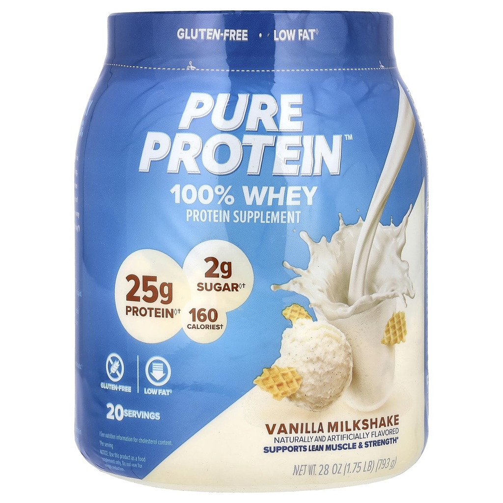 Saf Protein Toz, Whey, Yüksek Protein, Low Sugar, Gluten Free, Vanilla Cream, 1.75 lbs